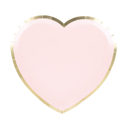 ASSIETTES COEUR ROSE PASTEL ET OR 19CM  X 8