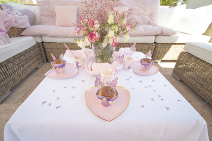 ASSIETTES COEUR ROSE PASTEL ET OR 19CM  X 8