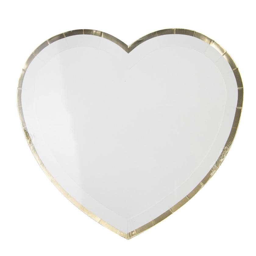 ASSIETTES COEUR BLANCHES ET OR 19CM  X 8