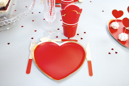 ASSIETTES COEUR ROUGE ET OR 19CM  X 8