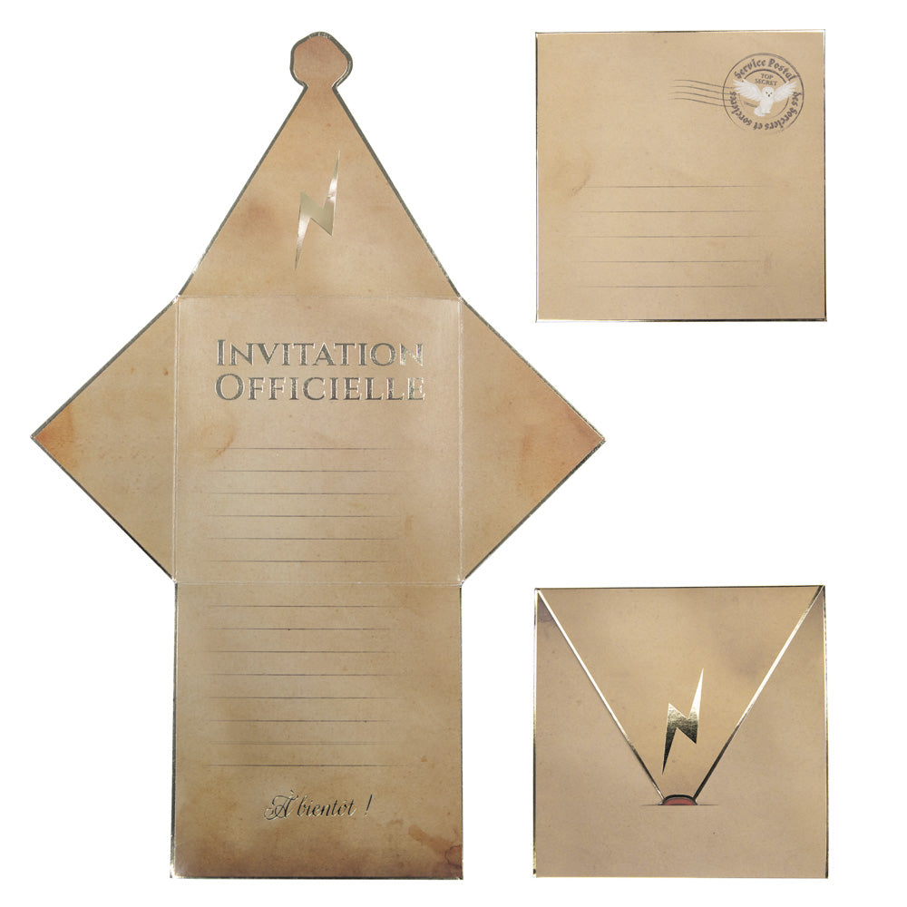 SET DE 8 INVITATIONS ENVELOPPES APPRENTI SORCIER