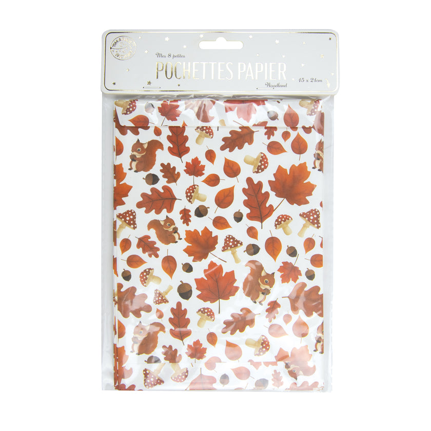 POCHETTES PAPIER WOODLAND X 8PCS
