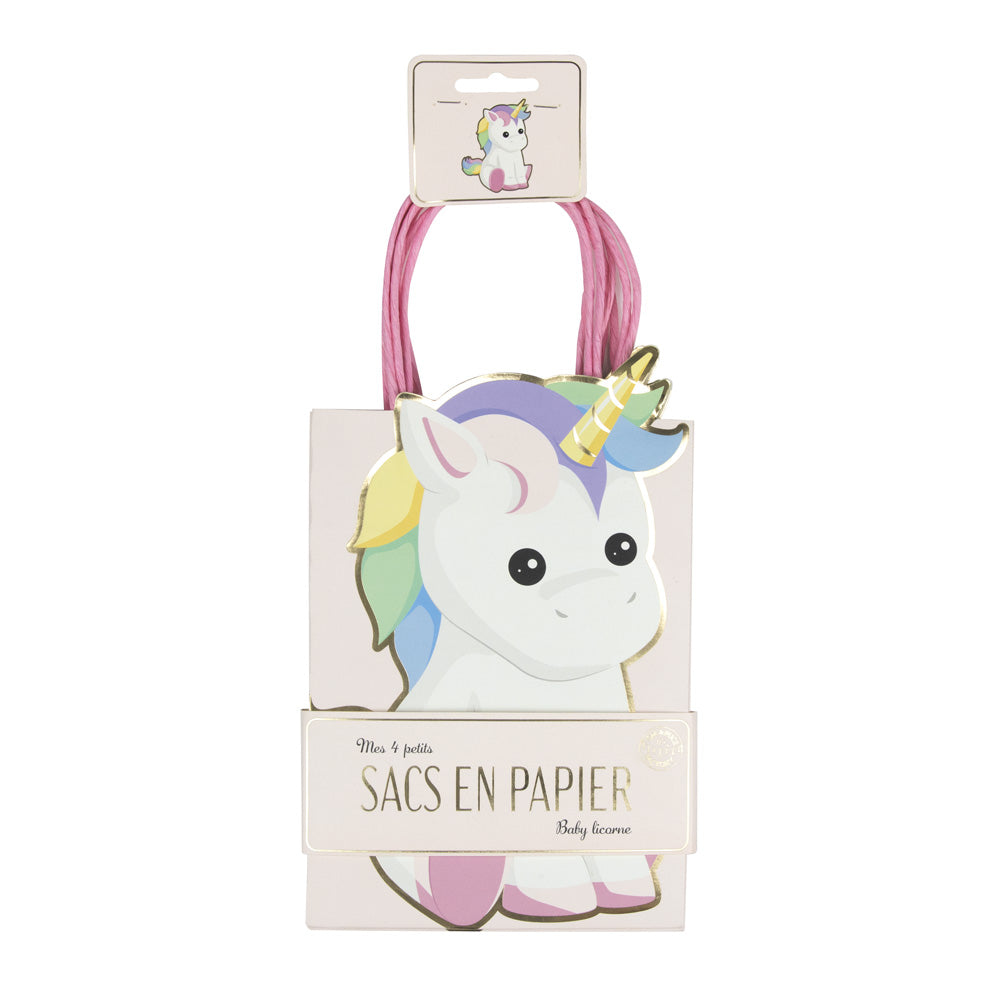 SACS PAPIER BABY LICORNE X 4