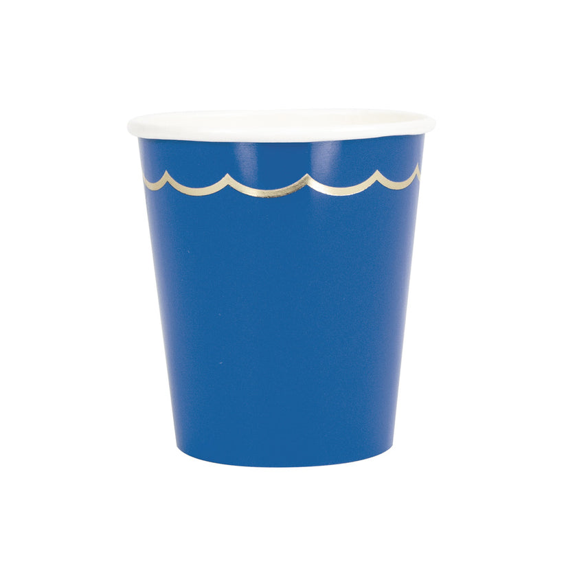 GOBELETS FESTONNES 200ML BLEU MAJORELLE ET OR X 8