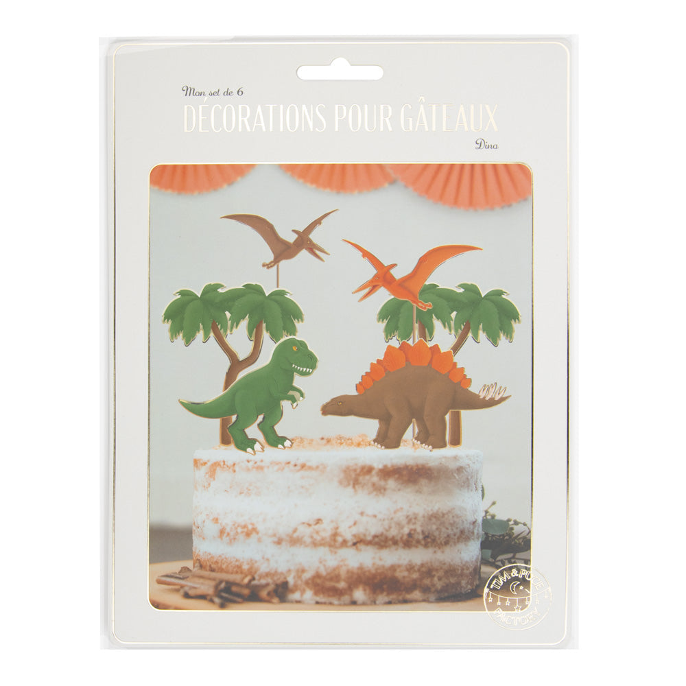 SET DE 6 DECORATIONS DINO POUR GATEAUX