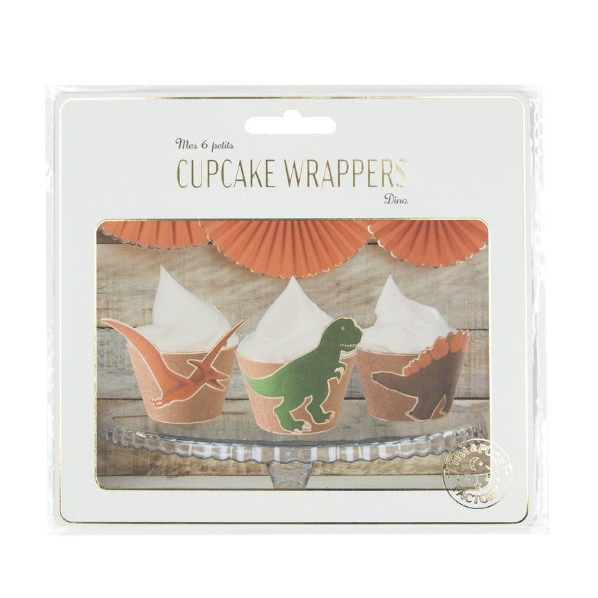 CUPCAKE WRAPPERS DINO X 6
