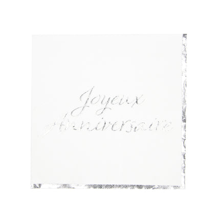 SERVIETTES 33X33CM JOYEUX ANNIVERSAIRE ARGENT X 16