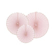 SET DE 3 EVENTAILS ROSE PASTEL ET OR