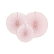 SET DE 3 EVENTAILS ROSE PASTEL ET OR