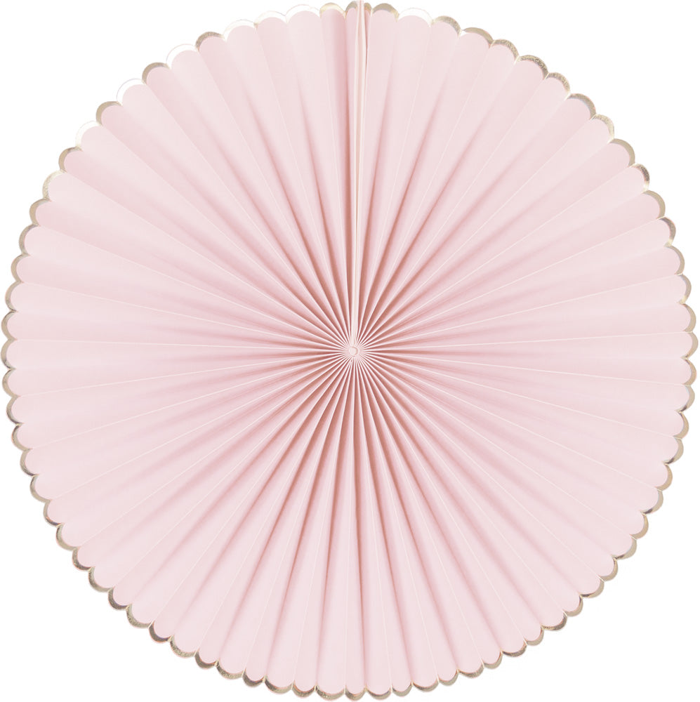 SET DE 3 EVENTAILS ROSE PASTEL ET OR