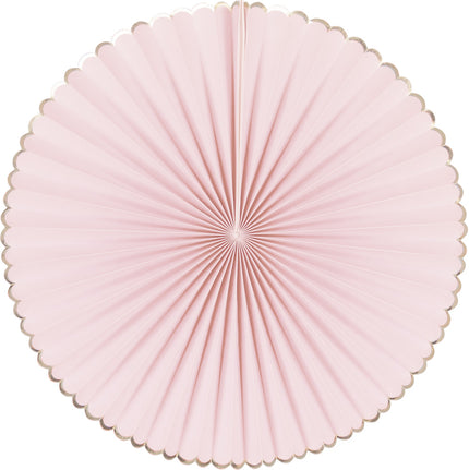 SET DE 3 EVENTAILS ROSE PASTEL ET OR