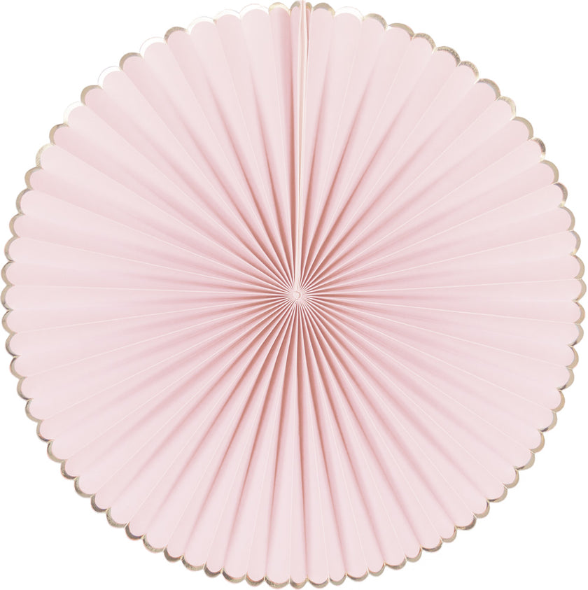 SET DE 3 EVENTAILS ROSE PASTEL ET OR