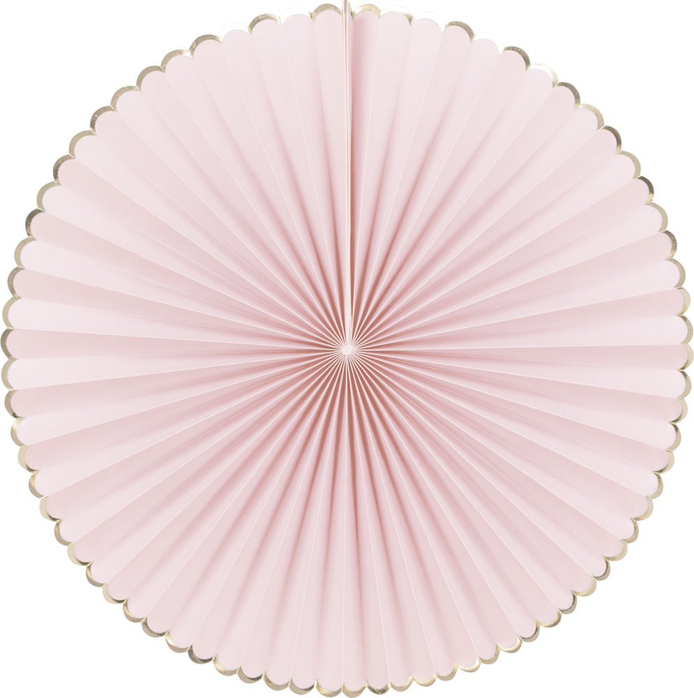 SET DE 3 EVENTAILS ROSE PASTEL ET OR