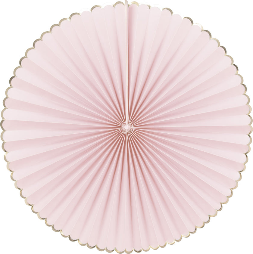 SET DE 3 EVENTAILS ROSE PASTEL ET OR