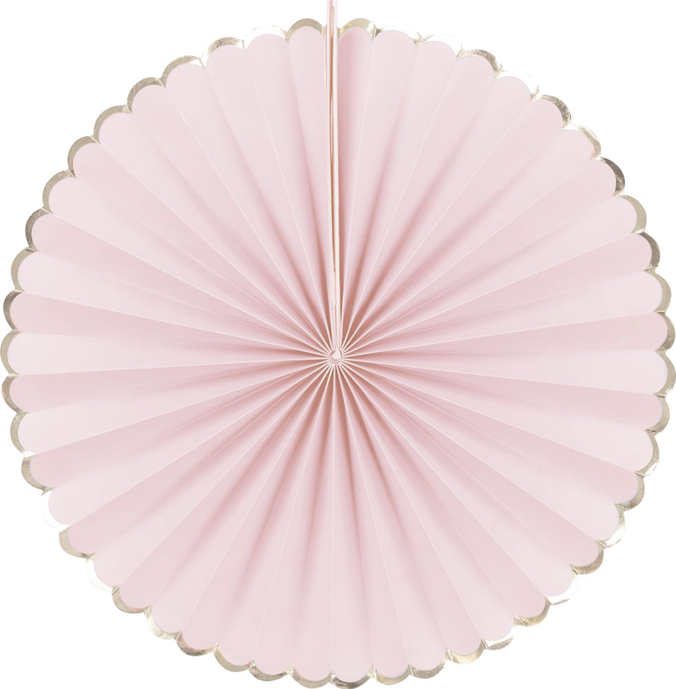 SET DE 3 EVENTAILS ROSE PASTEL ET OR