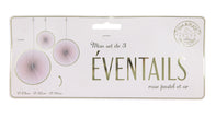 SET DE 3 EVENTAILS ROSE PASTEL ET OR