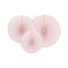 SET DE 3 EVENTAILS ROSE PASTEL ET OR