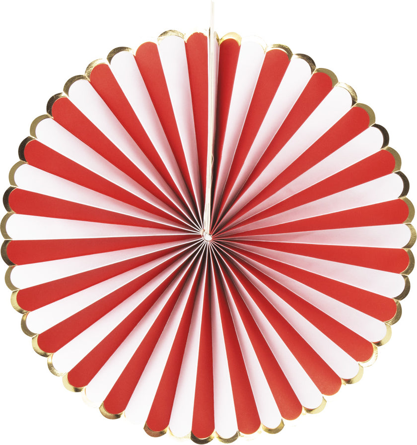 SET DE 3 EVENTAILS ROUGE ET BLANC ET OR