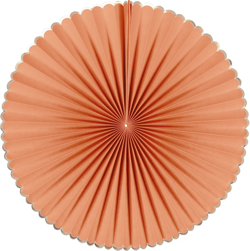 SET DE 3 EVENTAILS TERRACOTTA ET OR