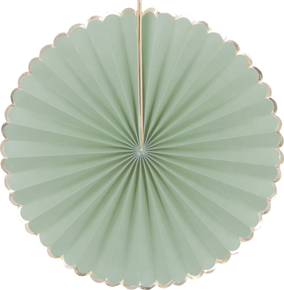 SET DE 3 EVENTAILS VERT SAUGE ET OR