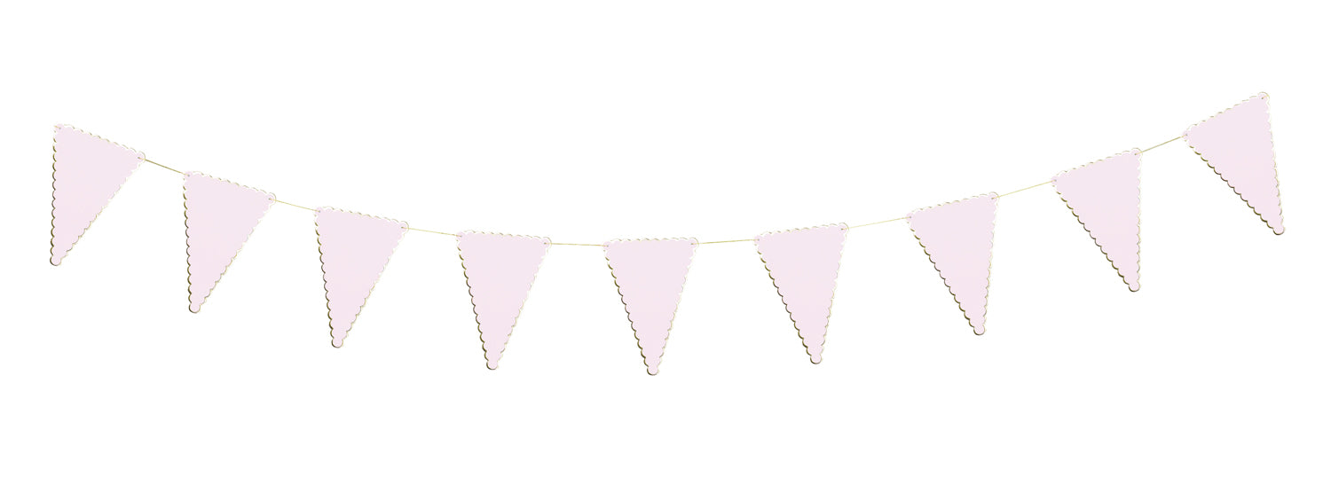 GUIRLANDE FANIONS FESTONNES ROSE PASTEL ET OR 3M