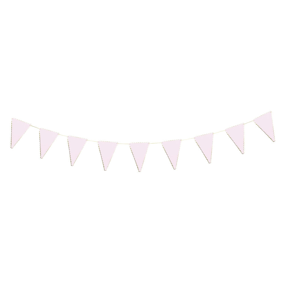 GUIRLANDE FANIONS FESTONNES ROSE PASTEL ET OR 3M