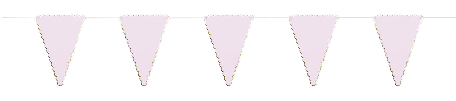 GUIRLANDE FANIONS FESTONNES ROSE PASTEL ET OR 3M