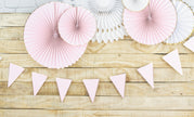 GUIRLANDE FANIONS FESTONNES ROSE PASTEL ET OR 3M