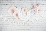 GUIRLANDE FANIONS FESTONNES ROSE PASTEL ET OR 3M