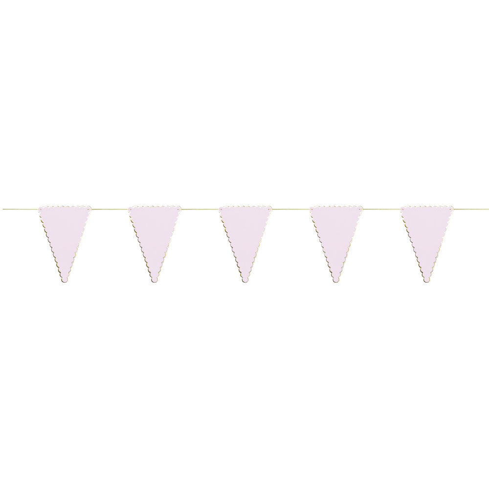 GUIRLANDE FANIONS FESTONNES ROSE PASTEL ET OR 3M