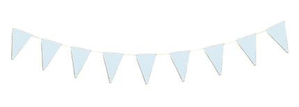 GUIRLANDE FANIONS FESTONNES BLEU PASTEL ET OR 3M