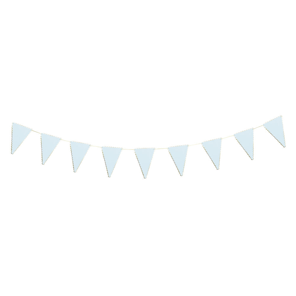 GUIRLANDE FANIONS FESTONNES BLEU PASTEL ET OR 3M