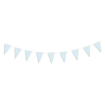 GUIRLANDE FANIONS FESTONNES BLEU PASTEL ET OR 3M