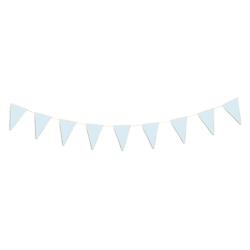 GUIRLANDE FANIONS FESTONNES BLEU PASTEL ET OR 3M