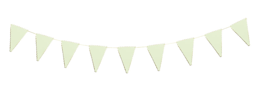 GUIRLANDE FANIONS FESTONNES VERT PASTEL ET OR