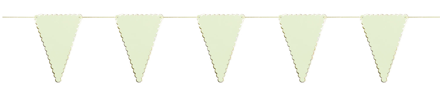 GUIRLANDE FANIONS FESTONNES VERT PASTEL ET OR