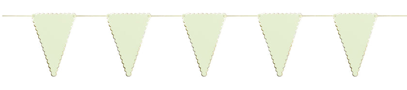 GUIRLANDE FANIONS FESTONNES VERT PASTEL ET OR