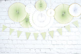 GUIRLANDE FANIONS FESTONNES VERT PASTEL ET OR