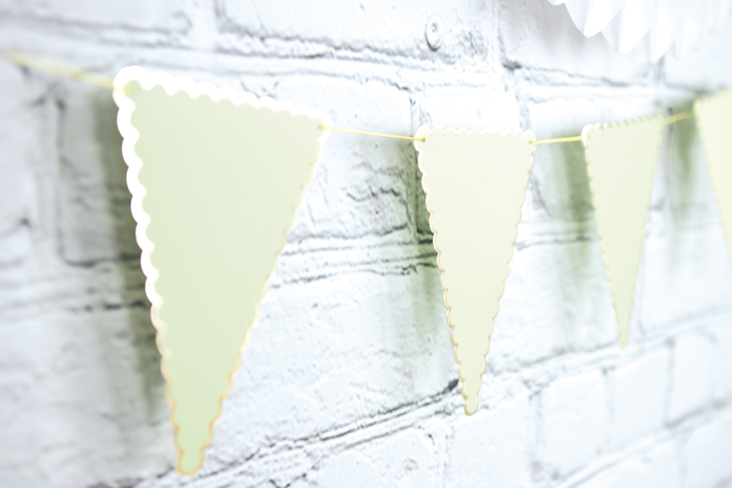 GUIRLANDE FANIONS FESTONNES VERT PASTEL ET OR