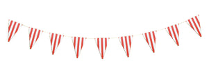 GUIRLANDE FANIONS FESTONNES ROUGE RAYE BLANC ET OR