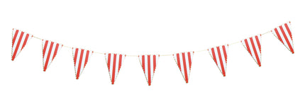 GUIRLANDE FANIONS FESTONNES ROUGE RAYE BLANC ET OR
