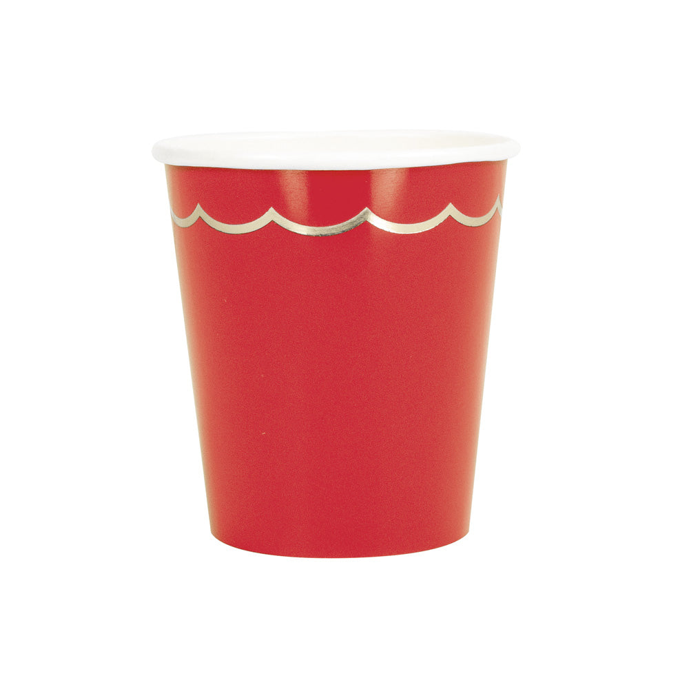 GOBELETS FESTONNES 200ML ROUGES ET OR X 8