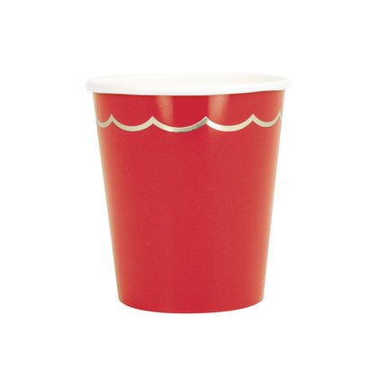 GOBELETS FESTONNES 200ML ROUGES ET OR X 8