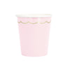 GOBELETS FESTONNES 200ML ROSE PASTEL ET OR X 8