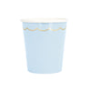 GOBELETS FESTONNES 200ML BLEU PASTEL ET OR X 8