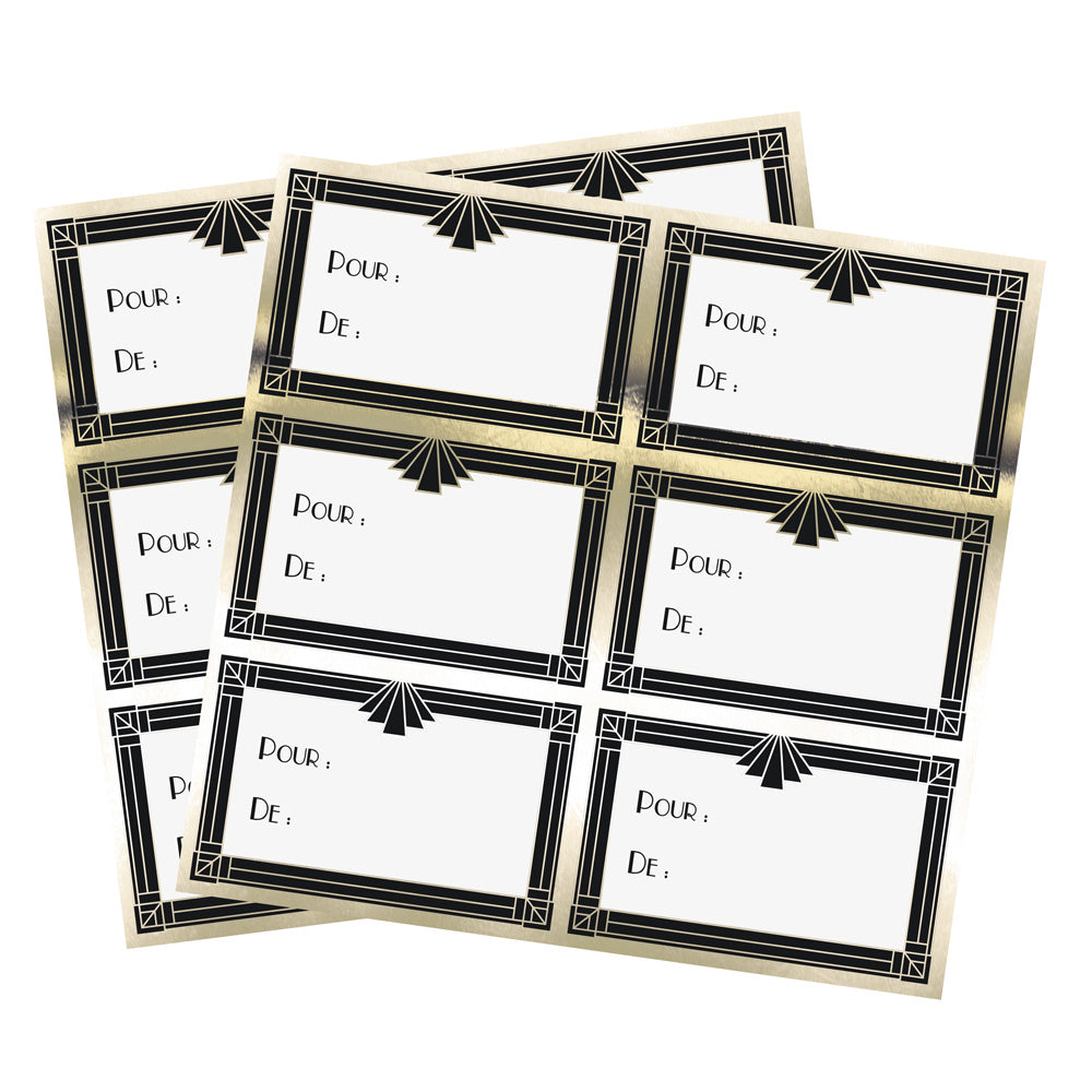 ETIQUETTES CADEAUX ADHESIVES GOLD PARTY X 12