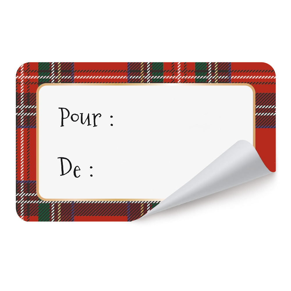 ETIQUETTES CADEAUX ADHESIVES TARTAN X 12