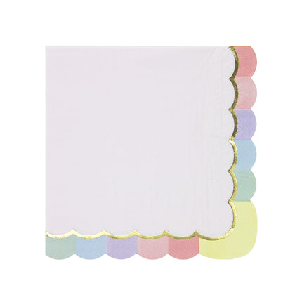 SERVIETTES FESTONNEES 33X33CM ROSE PASTEL X 16