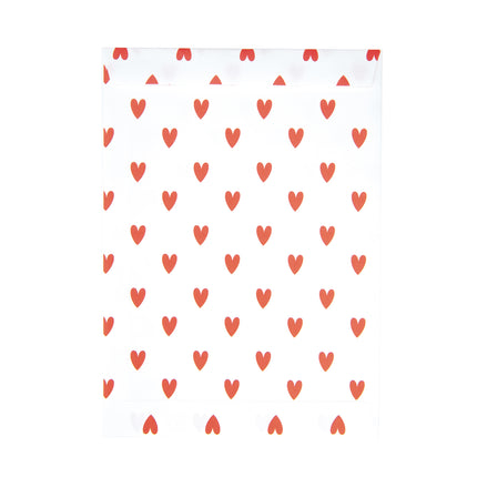 POCHETTES PAPIER PETITS COEURS ROUGES X 8PCS