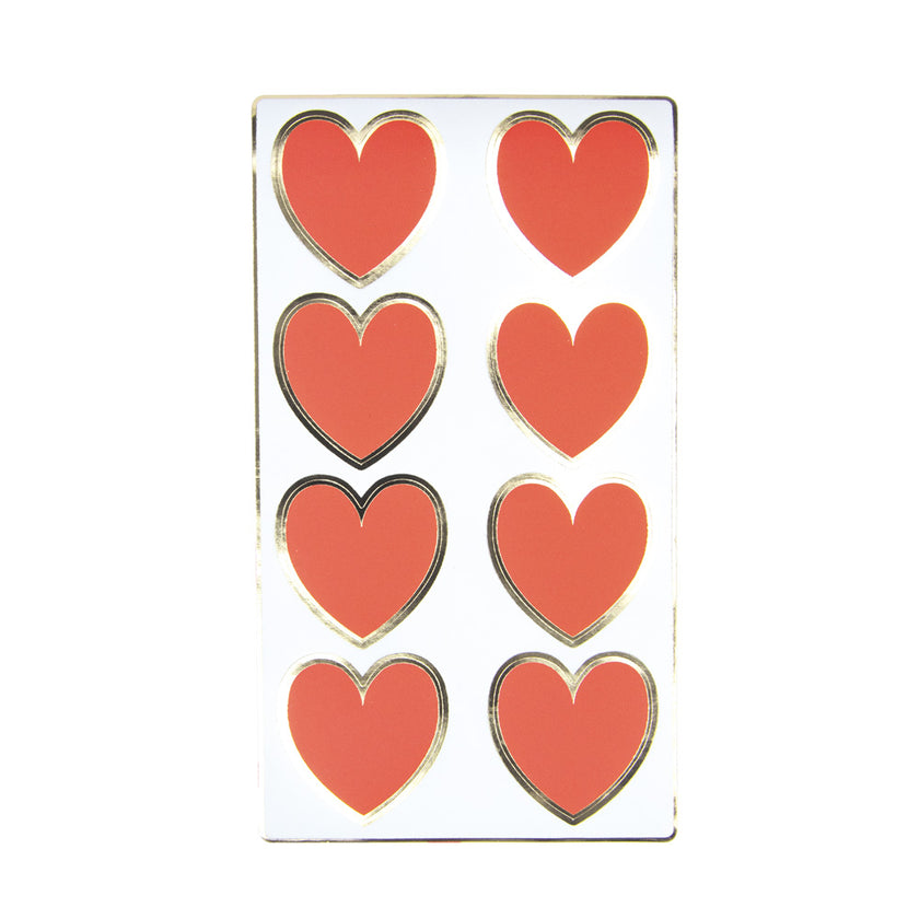 POCHETTES PAPIER PETITS COEURS ROUGES X 8PCS